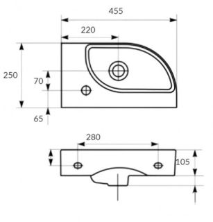 Раковина Cersanit CAMEO S-UM-CAM45/1-w 45 см правая